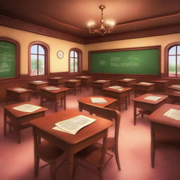 A high-quality 5D image rendered in the Disney style, illustrating an unfavorable university classroom scene