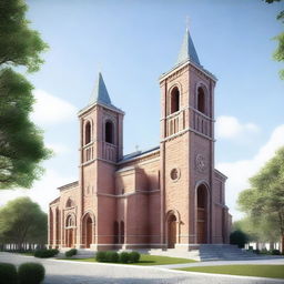 A highly detailed 3D render of a proposed church to be built in France