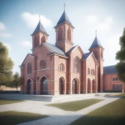 A highly detailed 3D render of a proposed church to be built in France