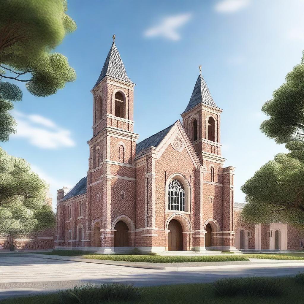 A highly detailed 3D render of a proposed church to be built in France