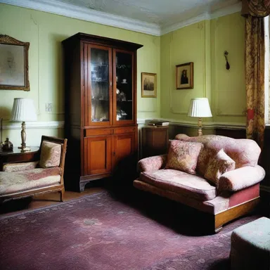 The mussy arrangement of furniture in the room made it difficult to move around.