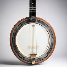 This is a high-quality image showcasing a beautifully crafted banjo