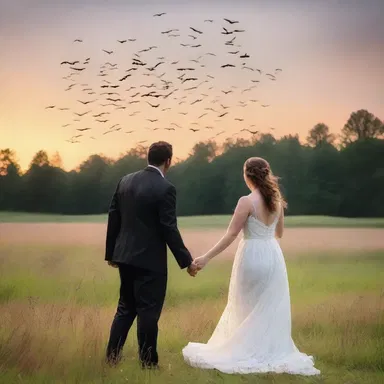 As the sun set over the meadow, the romantic couple watched as the free-tailed bats soared through the air, creating a magical scene.