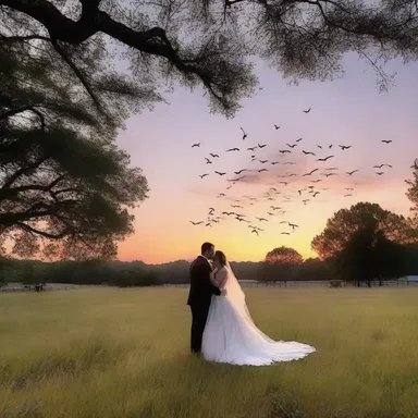 As the sun set over the meadow, the romantic couple watched as the free-tailed bats soared through the air, creating a magical scene.
