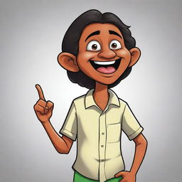 Create a cartoon image of Tintu Mon, a popular Malayalan comic character, engaged in a humorous situation.