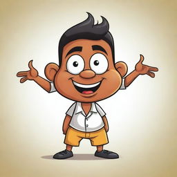 Create a cartoon image of Tintu Mon, a popular Malayalan comic character, engaged in a humorous situation.