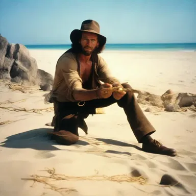 The movie portrayed a scene where the treasure hunter used a dowsing rod to dowse for buried treasure.