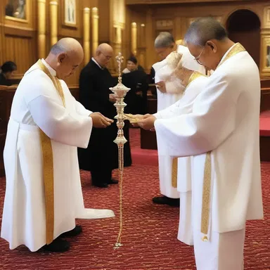 During the religious ceremony, the priest asked the congregation to dowse themselves with holy water to cleanse their sins.