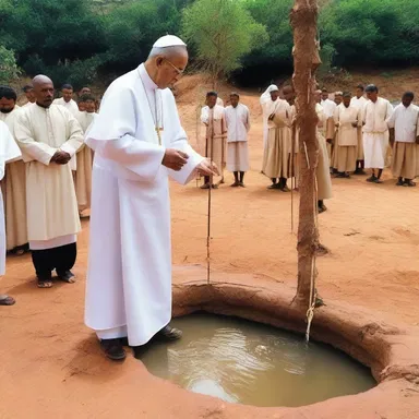 During the religious ceremony, the priest utilized a divining rod to guide the faithful towards a sacred underground water source.