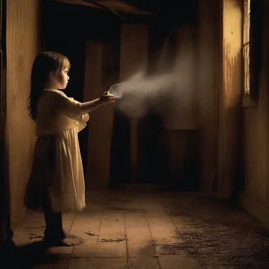 In the horror film, the scared protagonist dowses the haunted house with holy water to ward off the evil spirits.