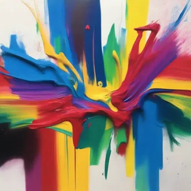 The artist used a paintbrush to dowse the canvas with vibrant colors, creating a stunning piece of abstract art.
