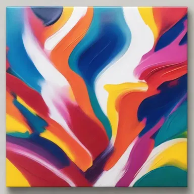 The artist used a paintbrush to dowse the canvas with vibrant colors, creating a stunning piece of abstract art.