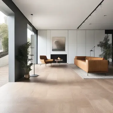 The architect chose mixable materials for the flooring to create a seamless blend of different textures.