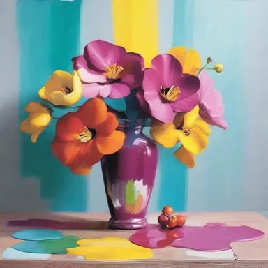 The artist used mixable paints to achieve a vibrant and harmonious color palette in their masterpiece.