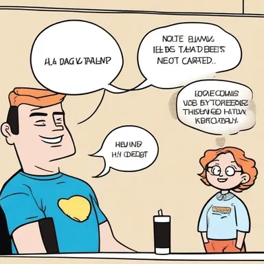 In the comic strip's dialogue, the character's speech bubble was crafted with catalexis to create a humorous effect and add emphasis to the punchline.