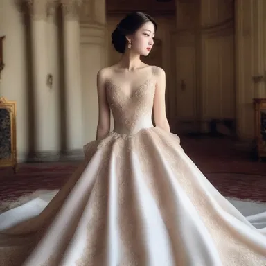 Her dress seemed to be made of fine silk, giving her a luxurious and elegant appearance.