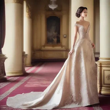 Her dress seemed to be made of fine silk, giving her a luxurious and elegant appearance.