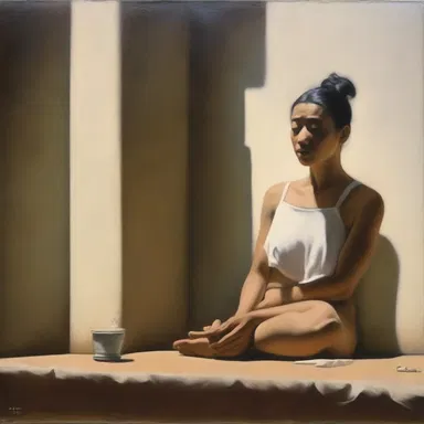 The painting uses a clever technique of light and shadow to make the subject seem three-dimensional.