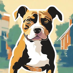 A high-quality digital art poster featuring a pitbull mix dog, named Indy, with an adventurous gleam in its eyes