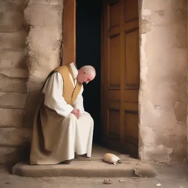 The kind-hearted priest opened the doors of the church to the guttersnipe and offered him a warm meal and a place to sleep.