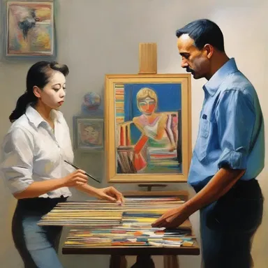 Through conniving tactics, the artist managed to sell their mediocre artwork at a high price by convincing buyers of its exceptional value.