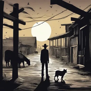 In the eerie novel, the protagonist finds himself trapped in a desolate stockyard at midnight, surrounded by growling beasts.