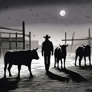 In the eerie novel, the protagonist finds himself trapped in a desolate stockyard at midnight, surrounded by growling beasts.