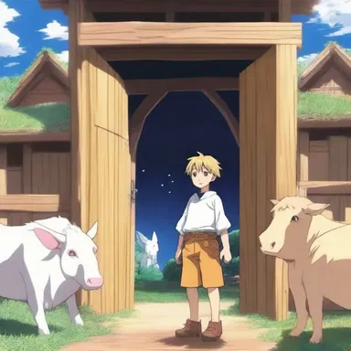 In the anime series, the main character discovers a hidden portal that transports him to a magical stockyard where mystical creatures roam freely.