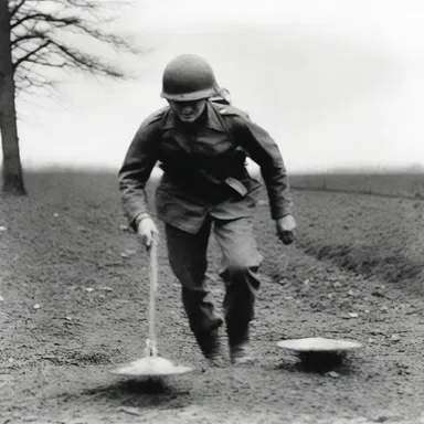 During World War II, the soldiers exercised caution while navigating through minefields.