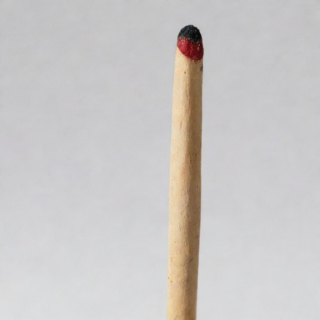 A diminutive matchstick located adjacent to a significantly larger matchstick, showcasing a striking size contrast