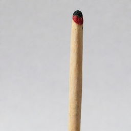 A diminutive matchstick located adjacent to a significantly larger matchstick, showcasing a striking size contrast