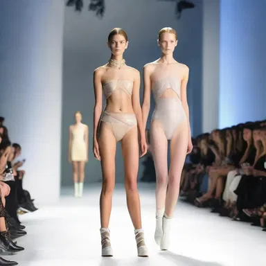 The designer cautioned the model not to trip on the runway.