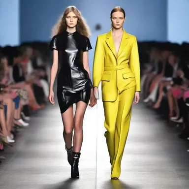 The designer cautioned the model not to trip on the runway.