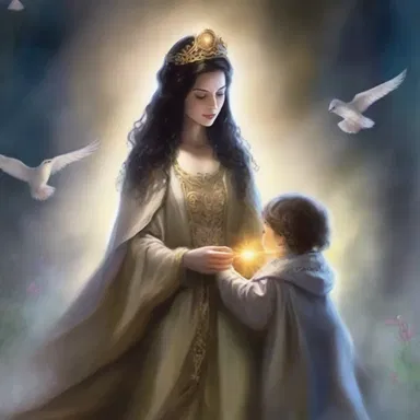 In the magical realm, the foster-mother possessed extraordinary powers that she used to protect and care for the child she raised.