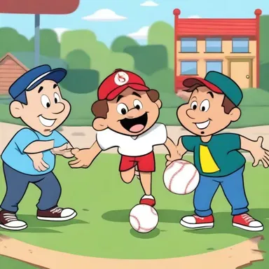 In the cartoon episode, the mischievous characters played a wacky game of baseball in the neighborhood ballpark.