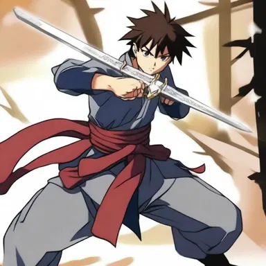 In the anime series, the protagonist trains hard to perfect his sword fighting skills.