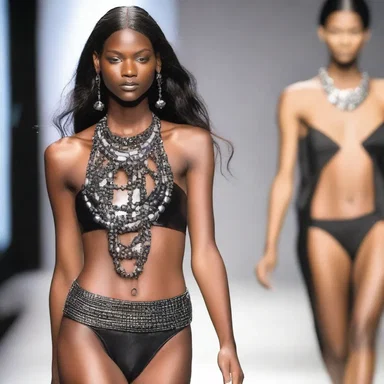 The runway show featured models wearing exquisite hematite jewelry, adding a touch of glamour to their outfits.