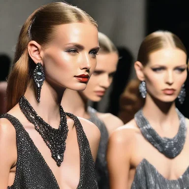 The runway show featured models wearing exquisite hematite jewelry, adding a touch of glamour to their outfits.