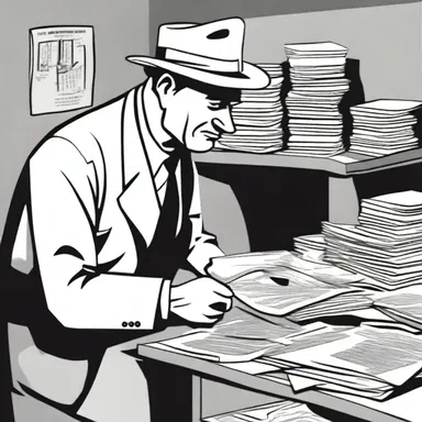 The detective in the cartoon was a skilled gleaner of clues, carefully collecting and analyzing each piece of evidence.