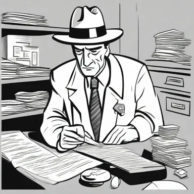The detective in the cartoon was a skilled gleaner of clues, carefully collecting and analyzing each piece of evidence.