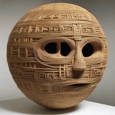 The artist used raffia to create intricate patterns on the sculpture.