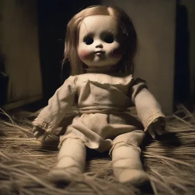 In the horror movie, the haunted doll was tied up with raffia to intensify the terrifying atmosphere.