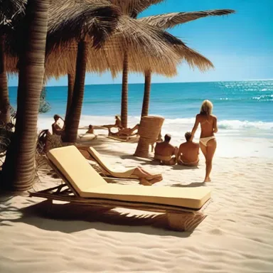 The set designer used raffia to create a tropical atmosphere for the beach scene in the movie.