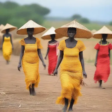 The writer described the traditional clothing of the villagers, highlighting the use of raffia as a material.