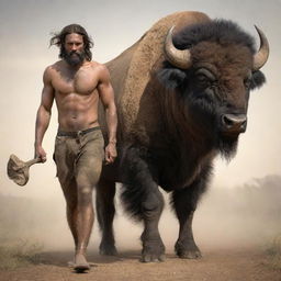 A mythical creature combining the characteristics of a human and a buffalo