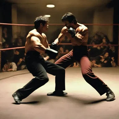 In the intense fight scene, the protagonist was mercilessly beat up by the villain.