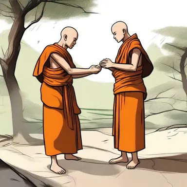 The peaceful monk forgave the person who tried to beat him up, showing the virtue of compassion.