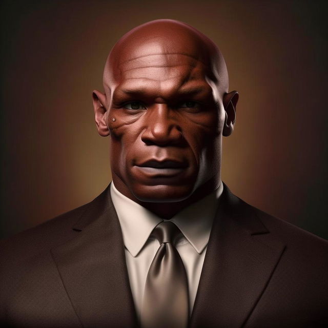 Modify the image to have the figure resemble Mike Tyson's specific facial features more closely whilst maintaining the presidential dignity.