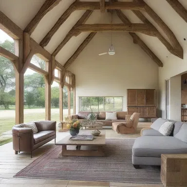 The modern farmhouse-style home included a converted tithe barn, creating a unique and rustic living space.