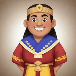 A cartoon depiction of a Filipino character in traditional Filipino outfit.